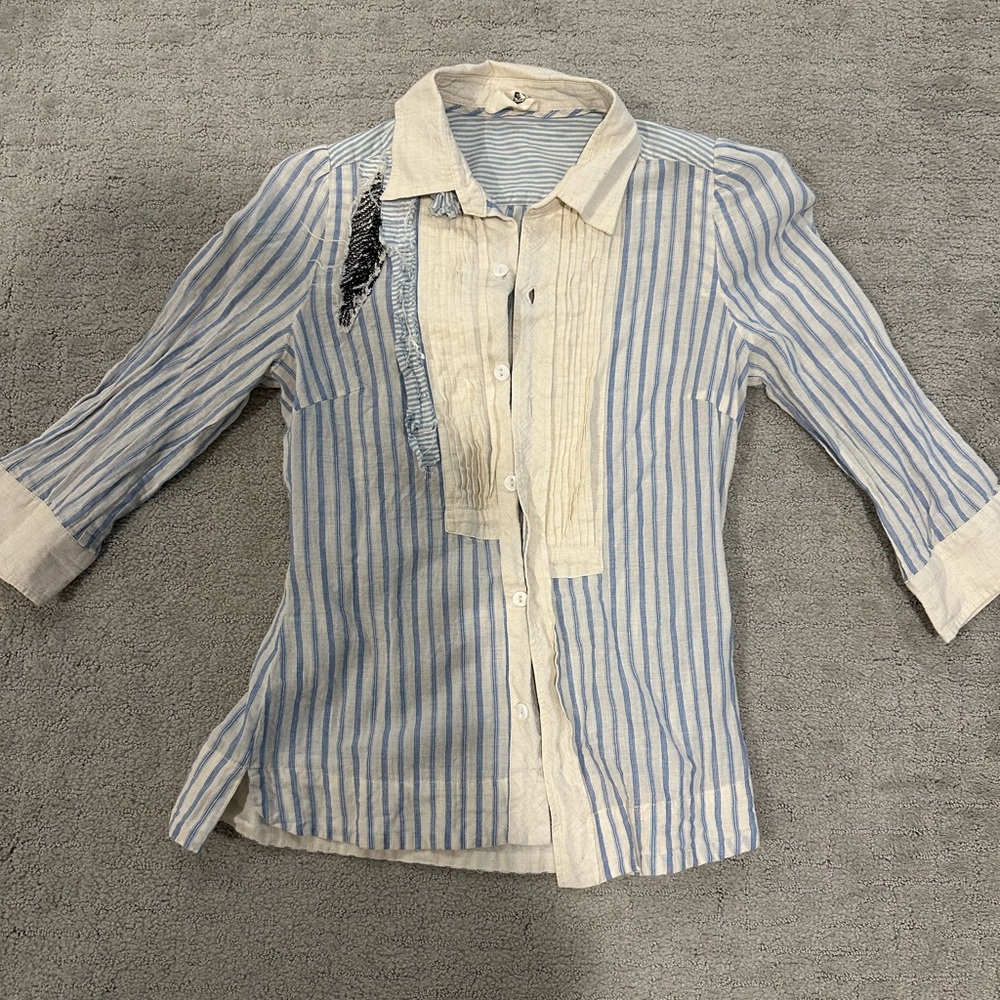 Multiple stripped shirts for work. All sizes OO or XS. 15/each or 115 for all.